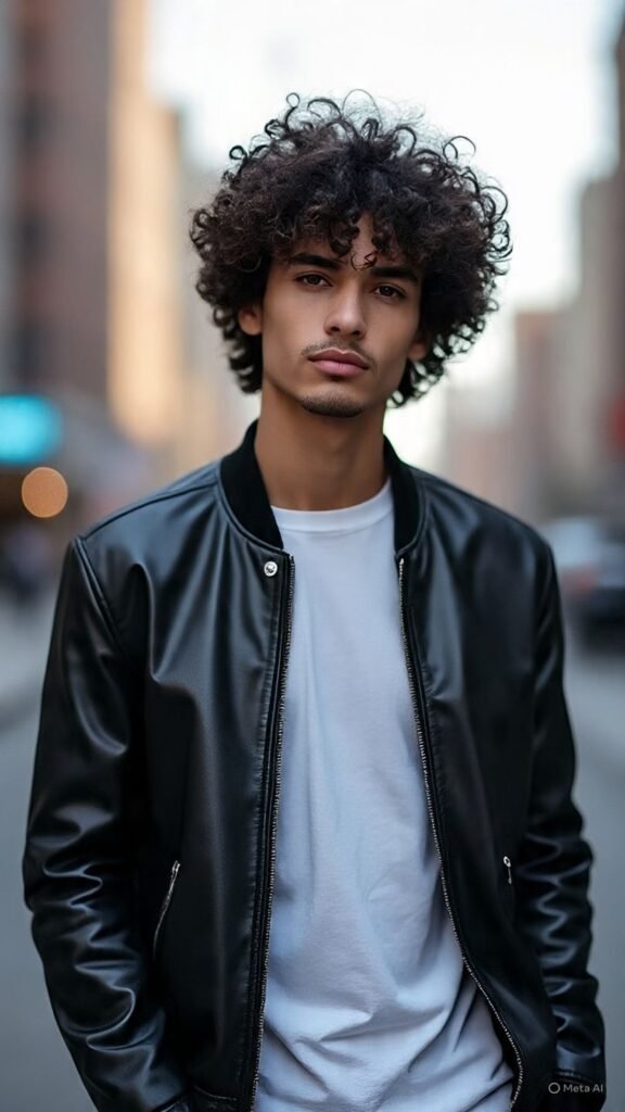 Curly Fringe with Low Taper Fade