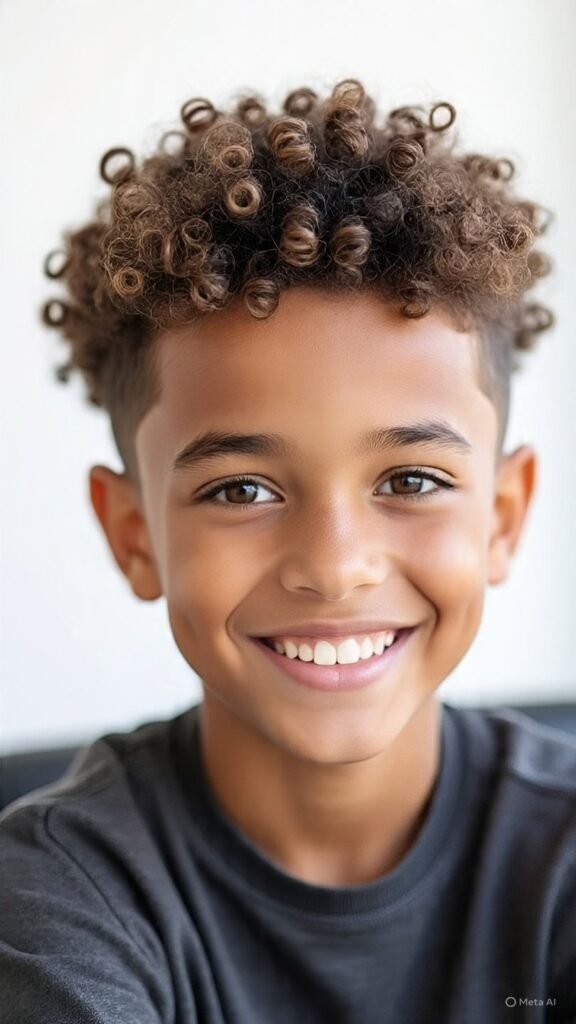 Curly Top with Hard Part