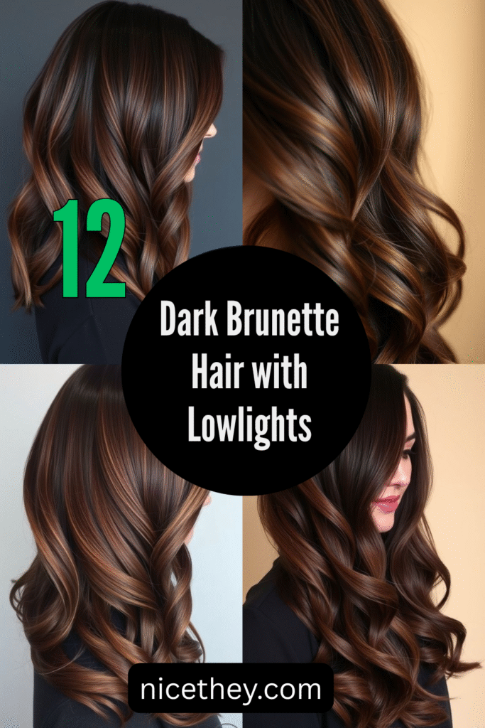 Dark Brunette Hair with Lowlights