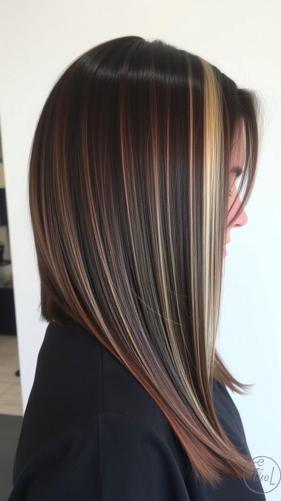 Dark Brunette with Ash Blonde Lowlights