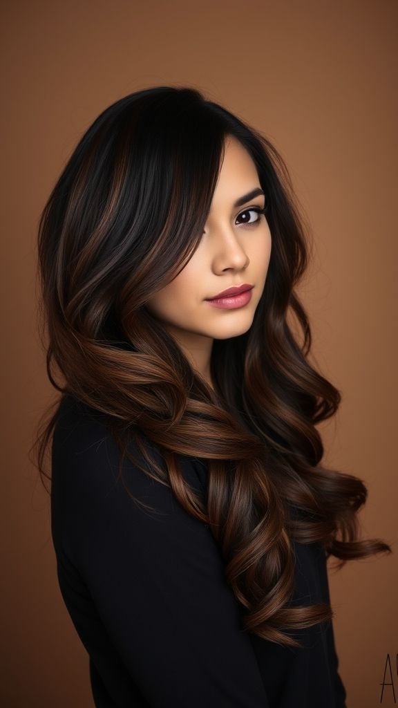 Dark Brunette with Auburn Lowlights