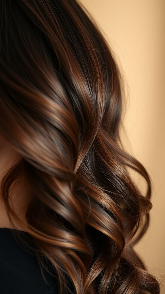 Dark Espresso Brunette with Caramel Lowlights