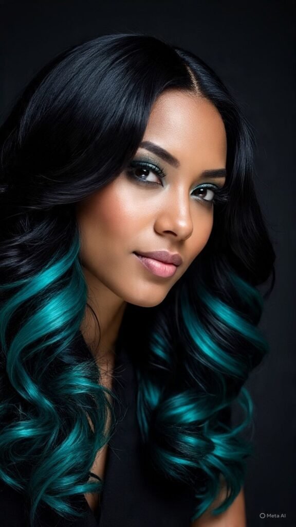 Dark Hair with Teal Peekaboo