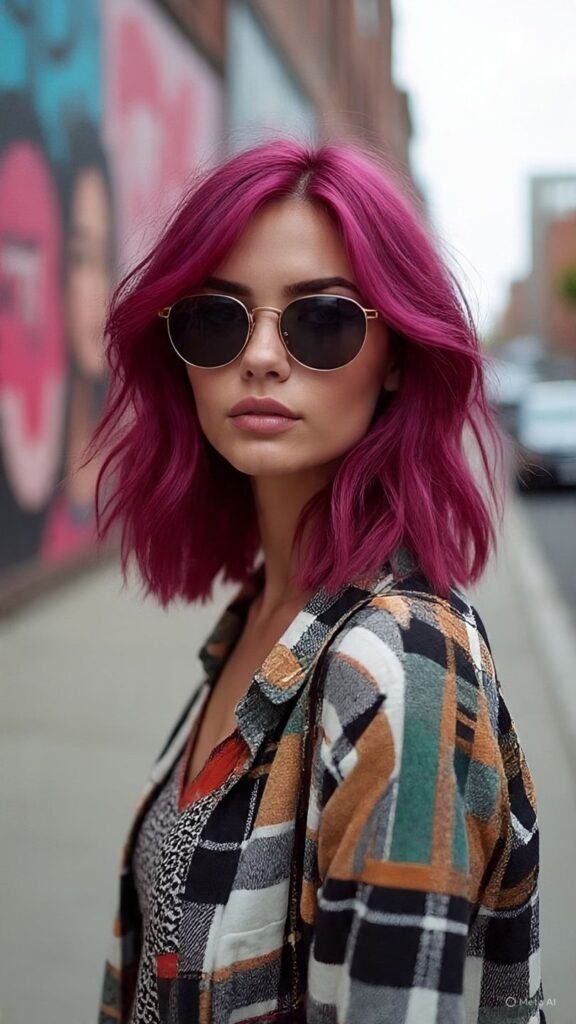 Deep Cherry Blonde Lob