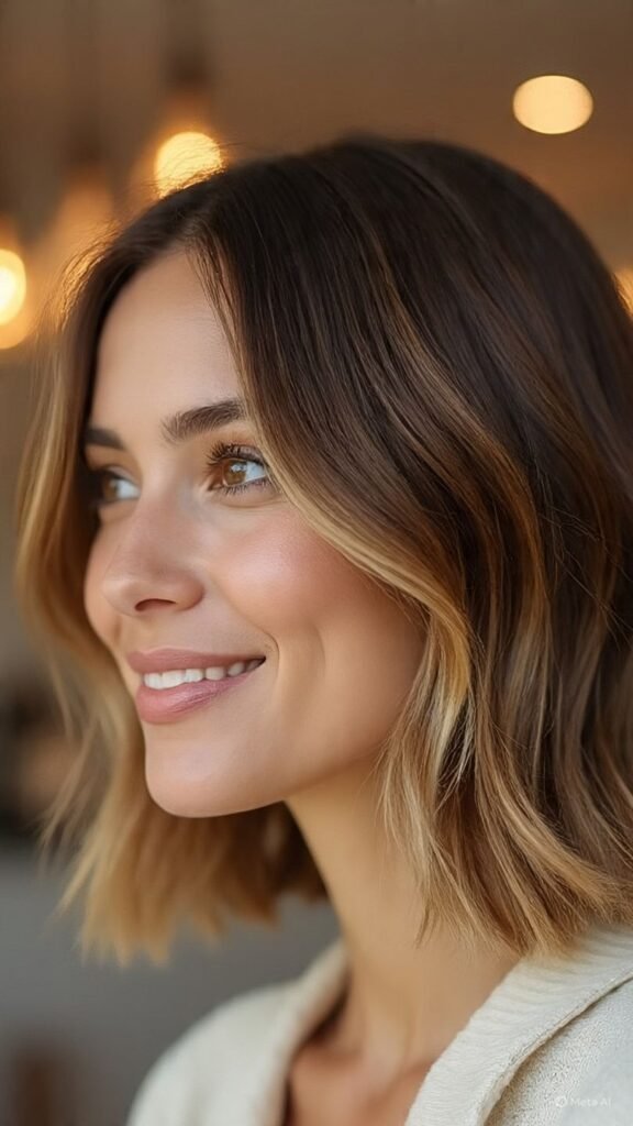 Ear Length Bob with Highlights