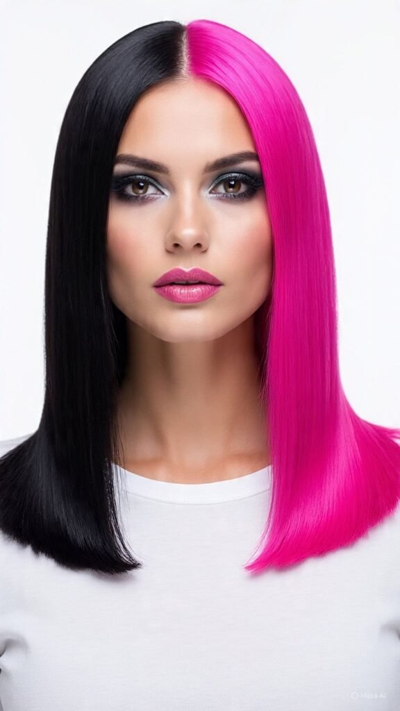 Half-Black, Half-Pink Hair