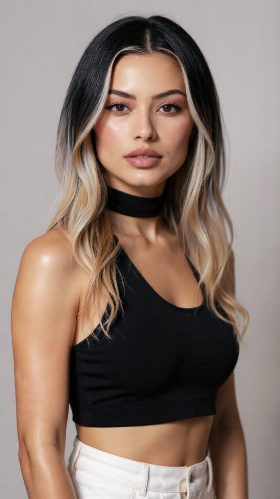 Icy Blonde Balayage on Black Hair