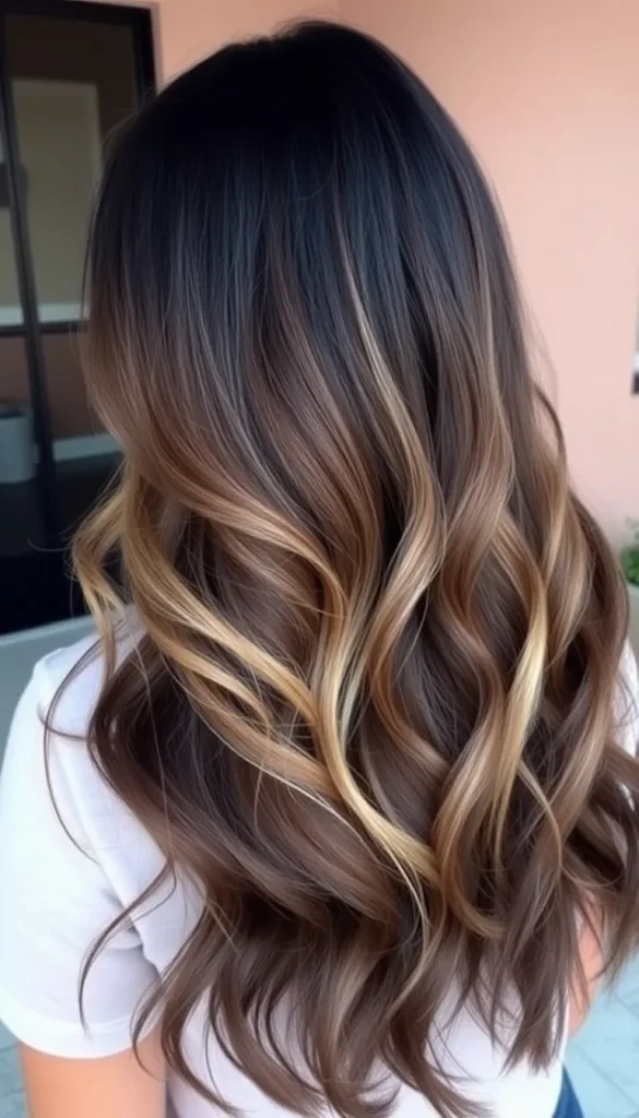 Light Brown Ombre on Black Hair