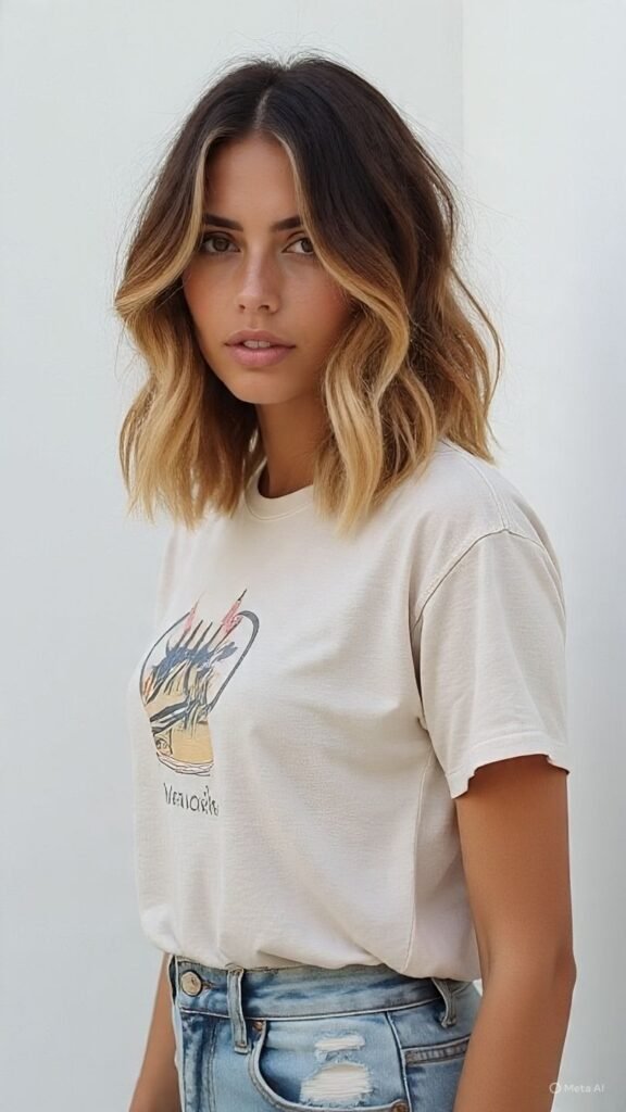 Long Bob with Waves and Ombre