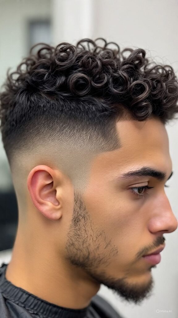 Low Burst Taper Fade with Curls