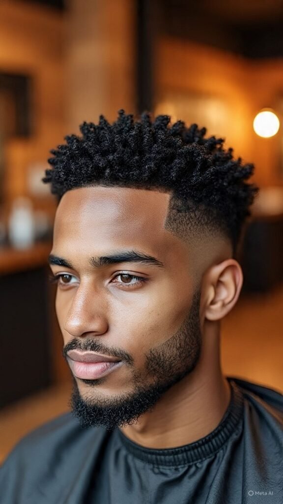 Low Taper Fade with Defined Coils