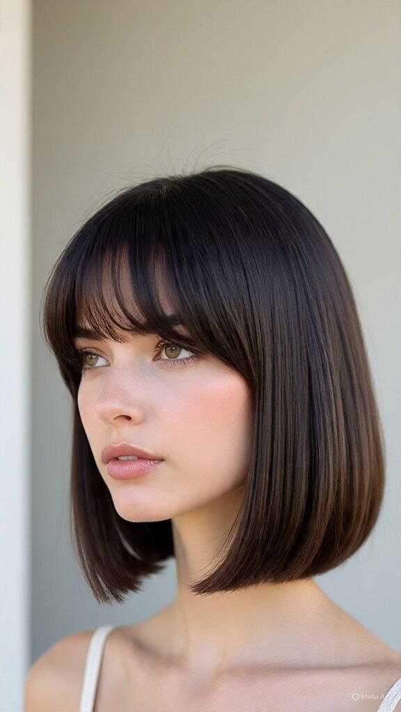 Medium-Length Bob with Curtain Bangs