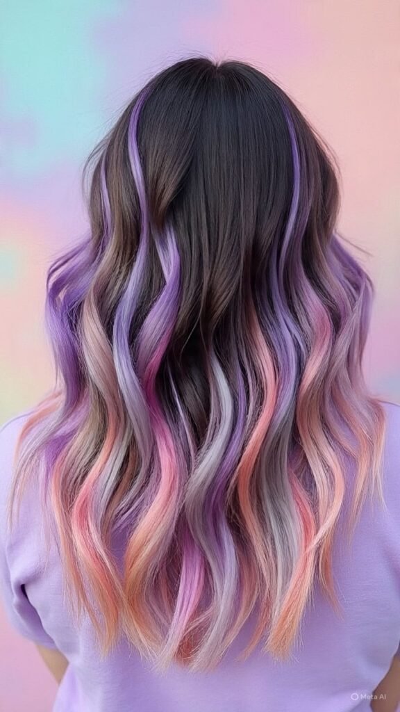 Pastel Highlights for Brown Hair