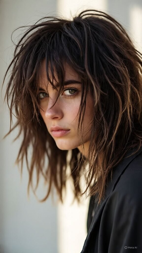 Shaggy Medium Hair with Curtain Bangs