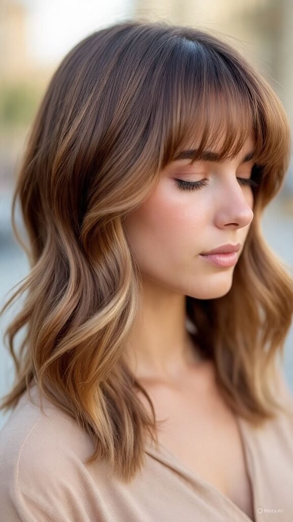Shoulder-Length with Side-Swept Bangs