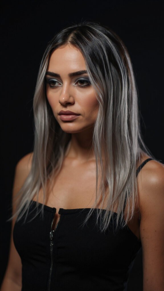 Silver Blonde Highlights for a High-Fashion Edge
