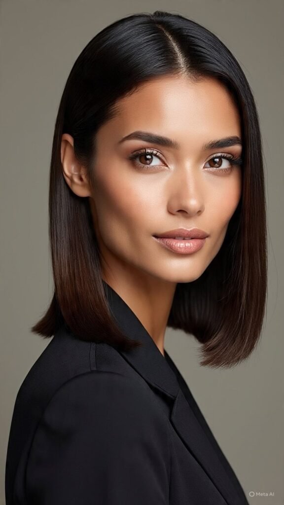 Sleek Middle-Parted Lob
