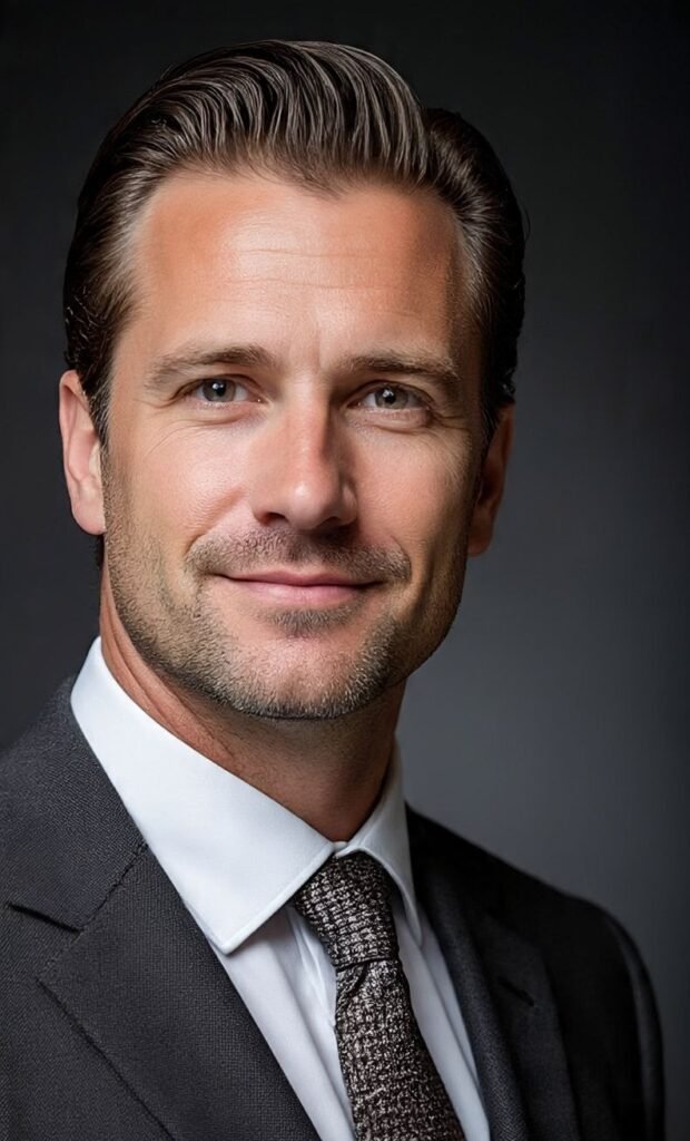 Slicked-Back Middle Part