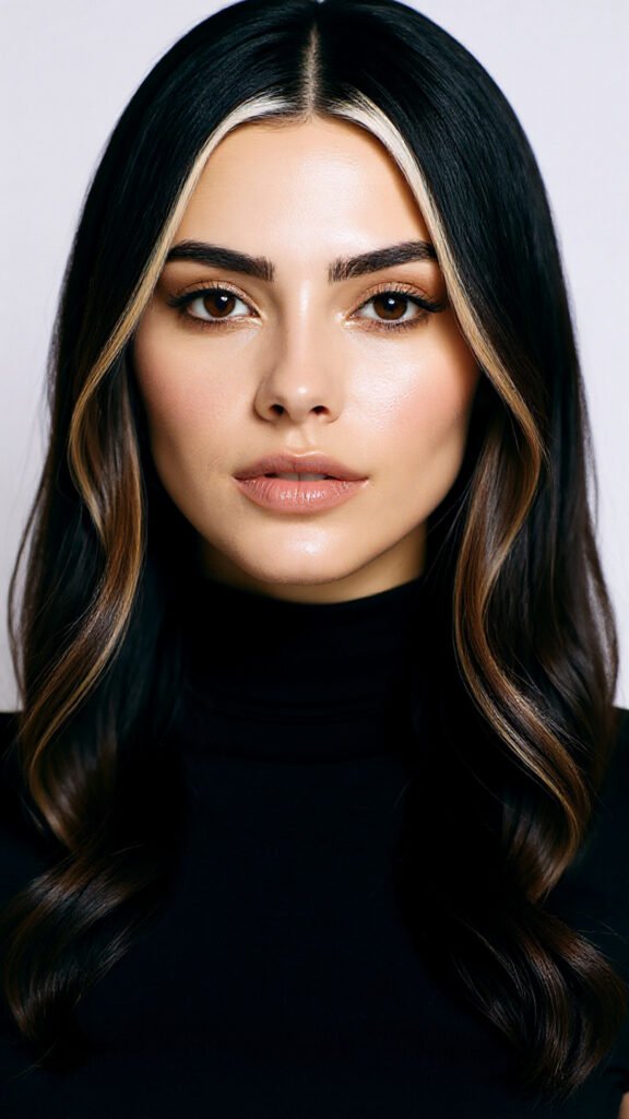 Soft Caramel Highlights on Black Hair