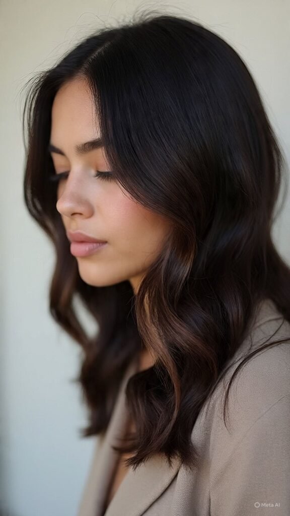 Subtle Balayage Money Piece on Dark Hair
