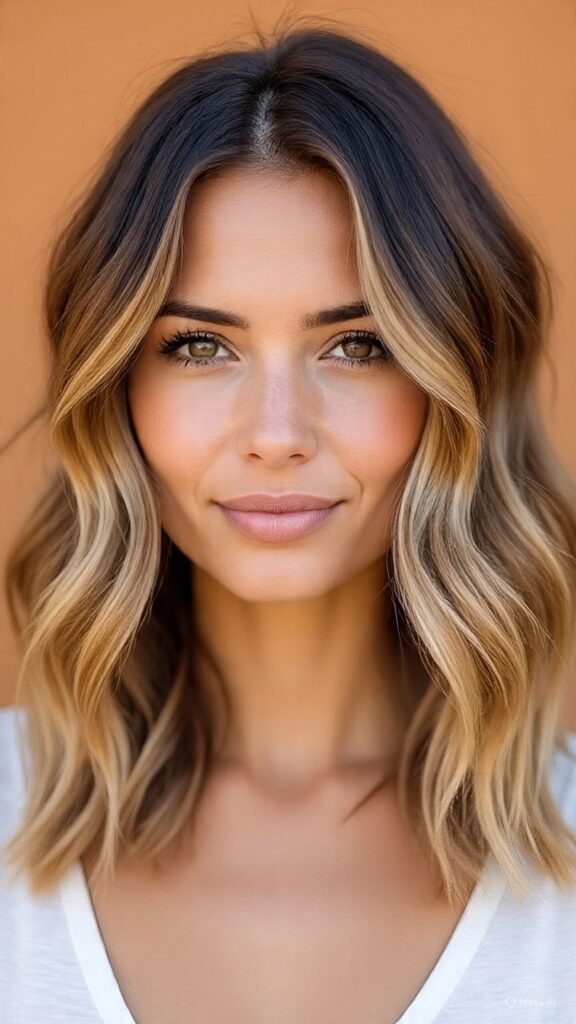 Wavy Lob with Balayage