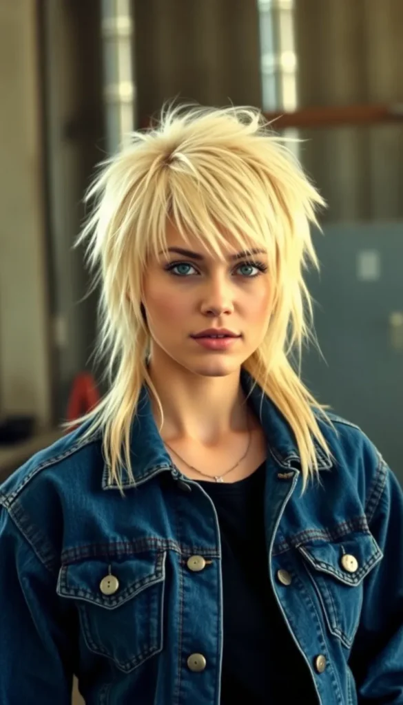 Bleach Blonde Wolf Cut With Shaggy Bangs