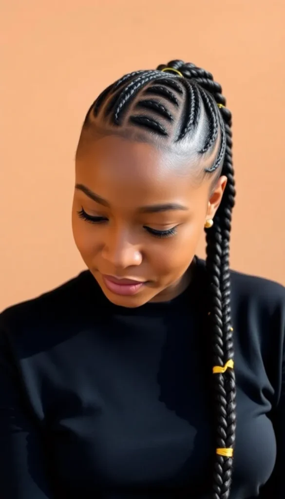 Braided Ponytail with Cornrows