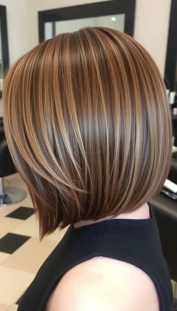 Brunette Bob with Highlights
