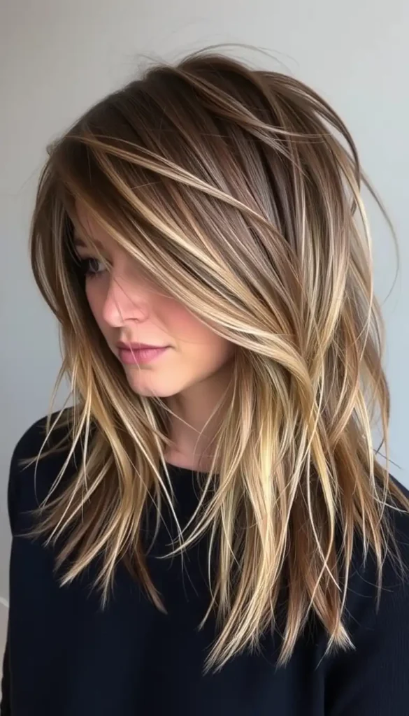 Brunette Shag with Highlights