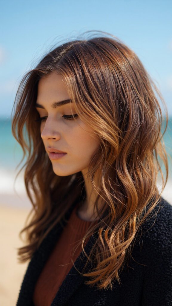 Caramel Balayage with Beach Waves
