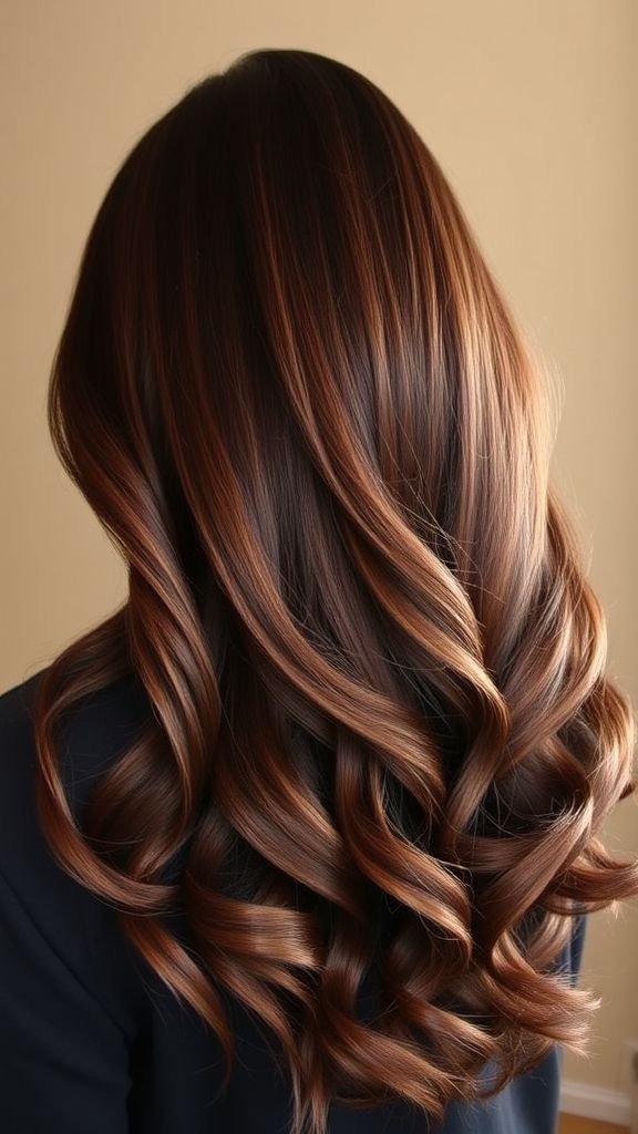 Caramel Highlights on Dark Chocolate Brown Hair