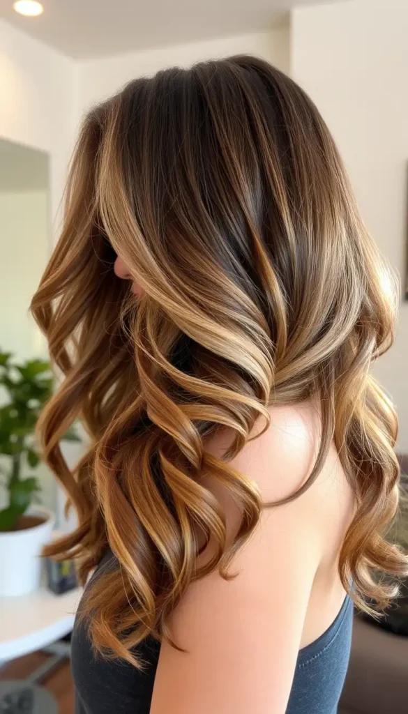 Chestnut Brown with Caramel Highlights