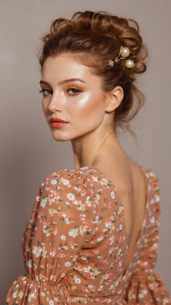 Curly Updo with Hair Accessories