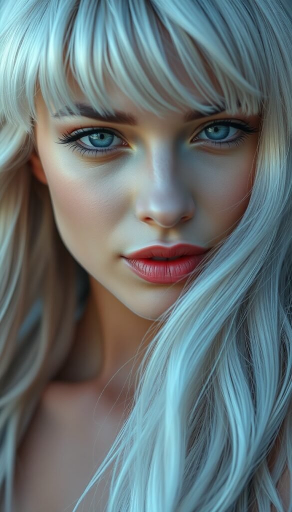 Icy Blonde Wolf Cut With Feathered Bangs