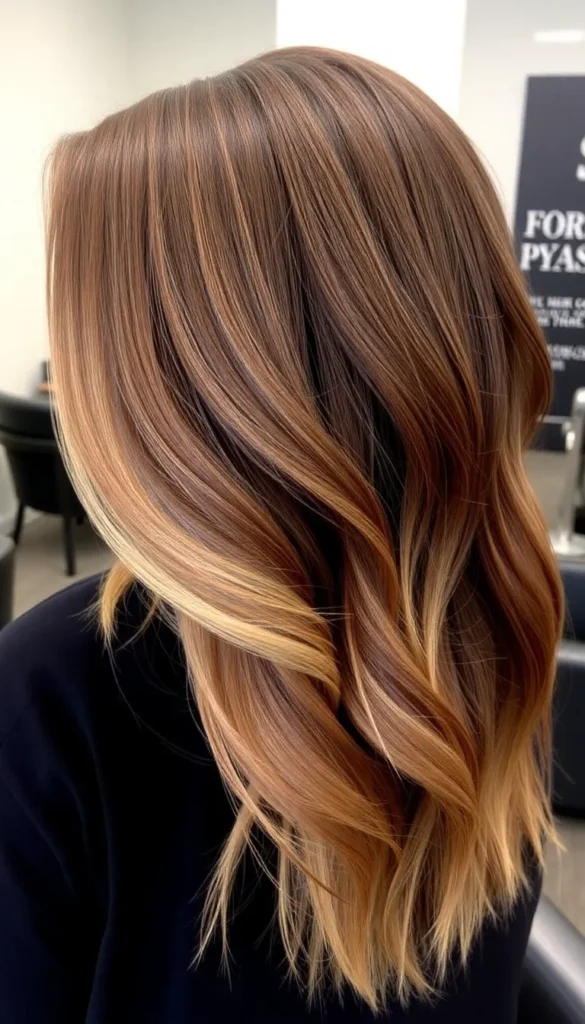 Layered Brunette with Balayage Ends