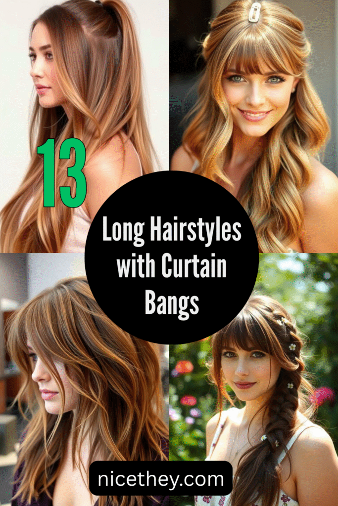 Long Hairstyles with Curtain Bangs