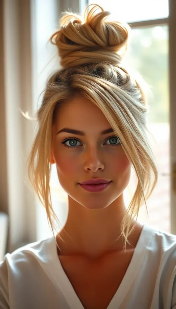 Messy Bun with Face-Framing Pieces