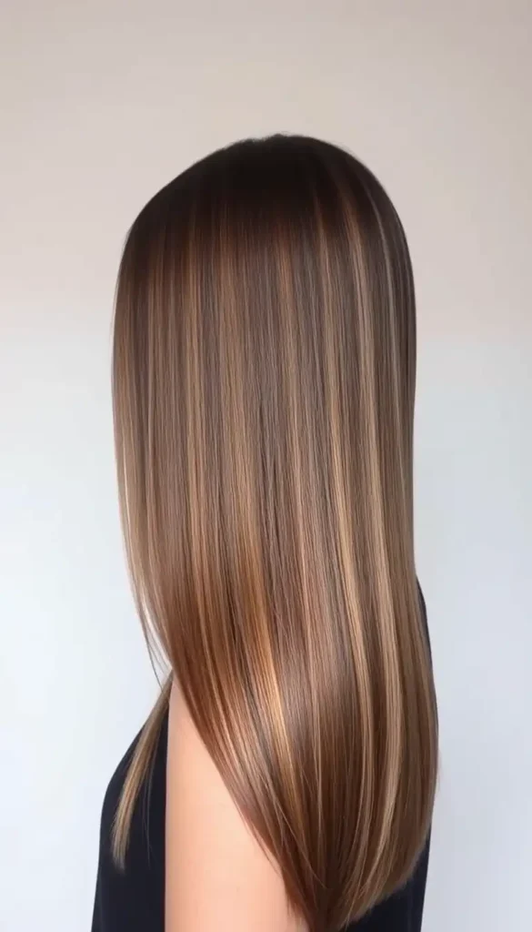 Straight Brunette Hair with Subtle Highlights