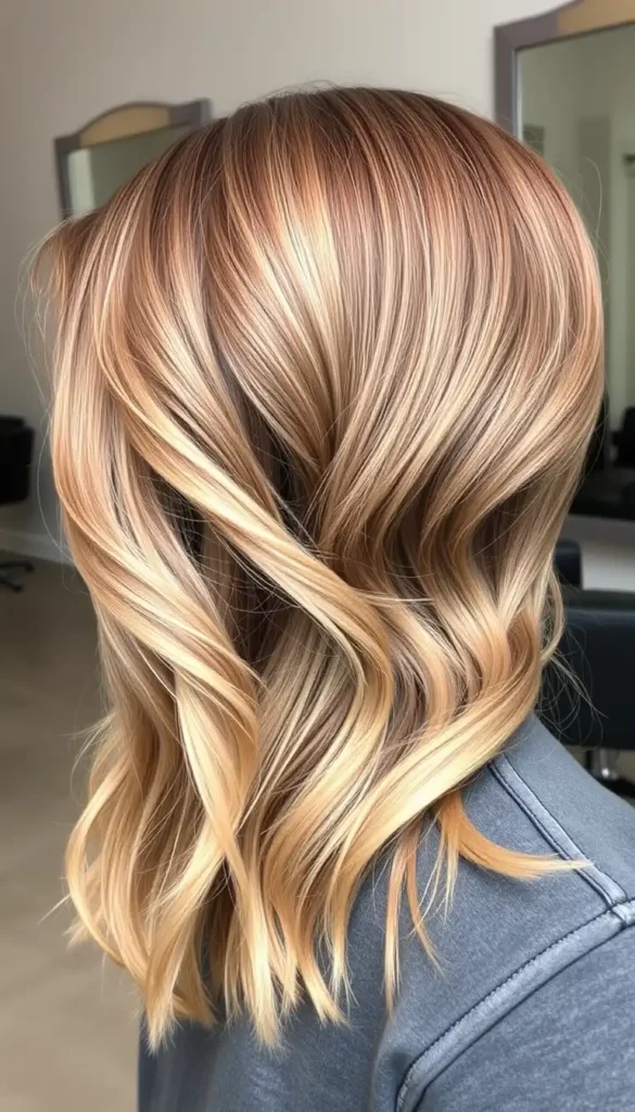 Wavy Brunette Lob with Highlights