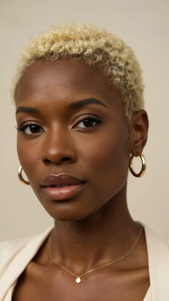 Blonde Curly Pixie Cut