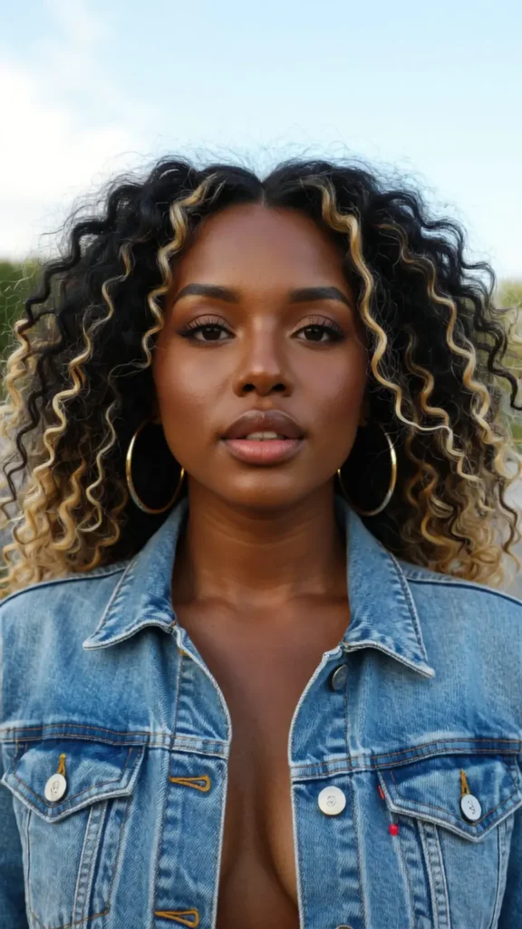 Blonde Highlights on Natural Curls