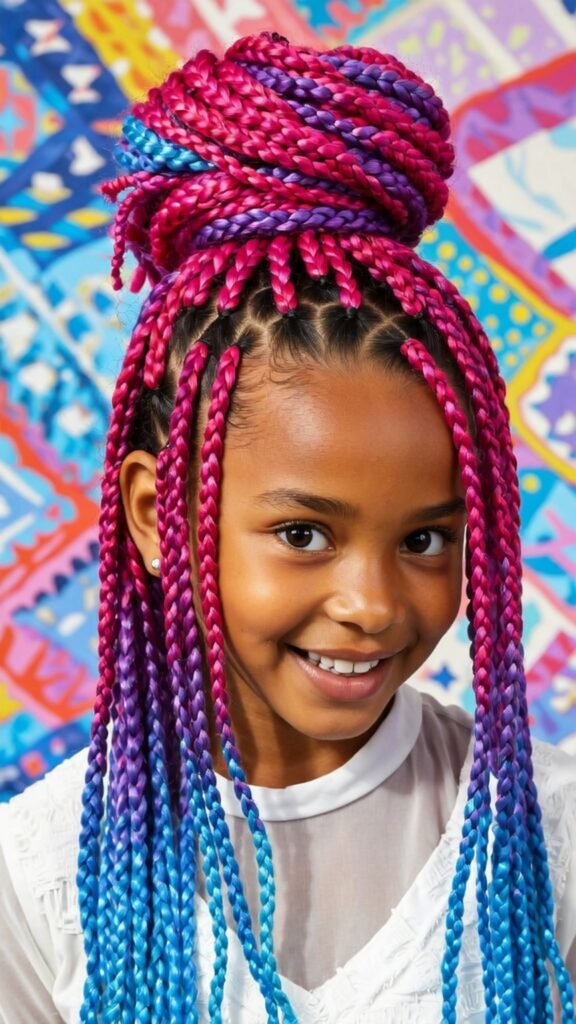 Braided Ponytail With Colorful Extensions