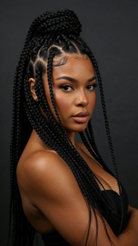 Cornrow Ponytail with Braided Length