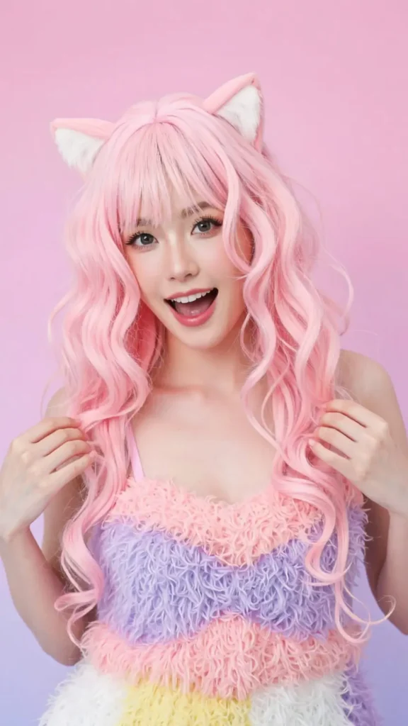 Cotton Candy Pink Wolf Cut