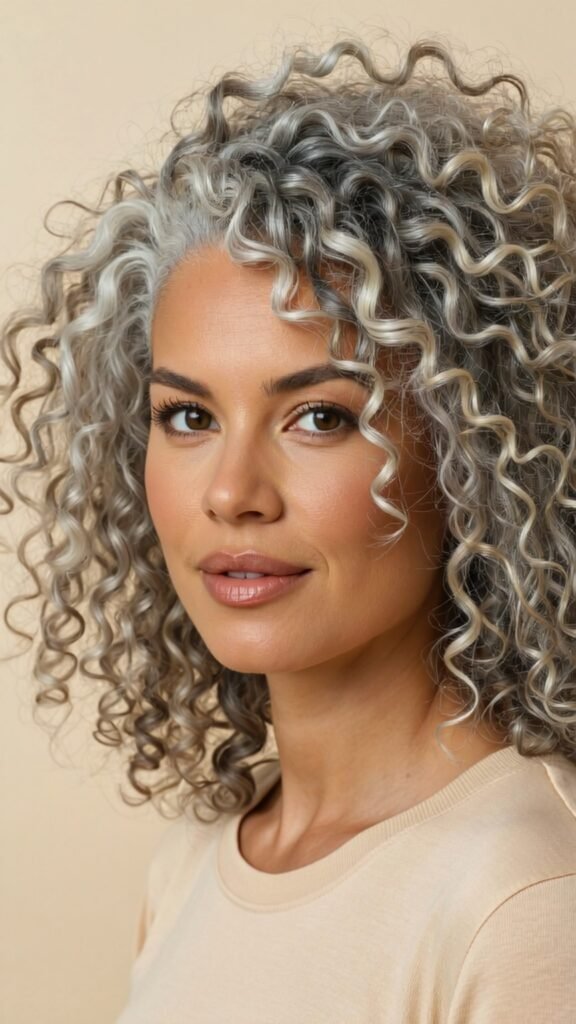 Curly Gray Afro