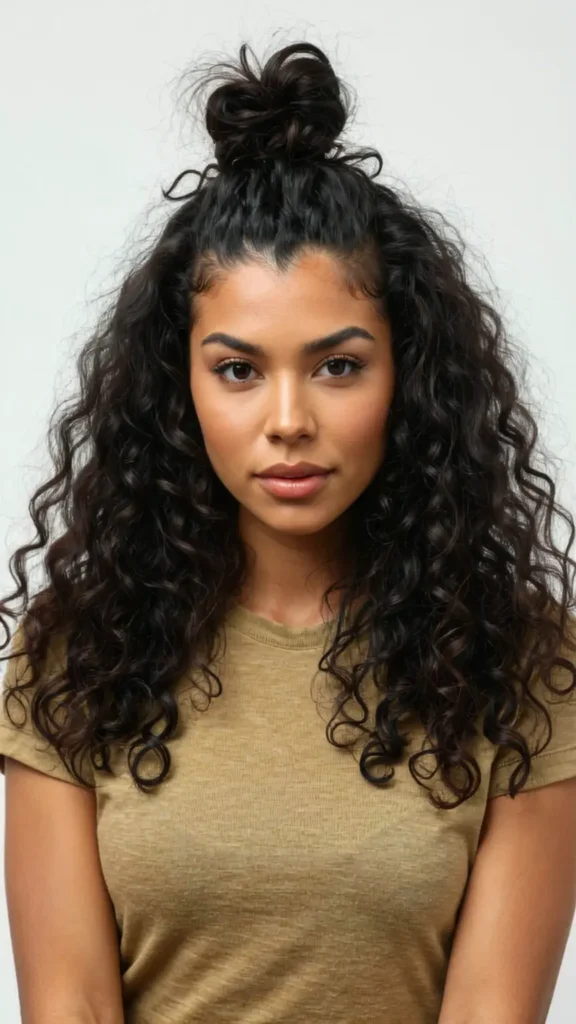 Curly Half Up Bun