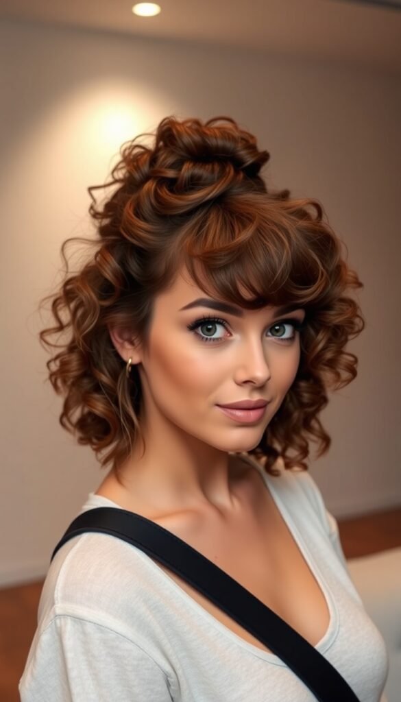 Curly Updo with Bangs