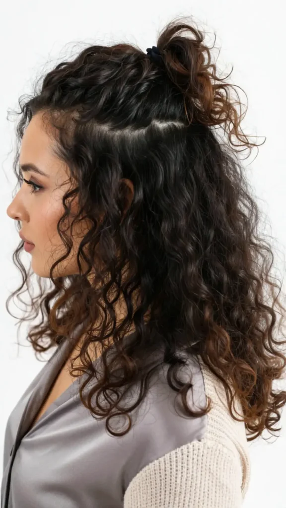 Half Up Ponytail for Curly Hair