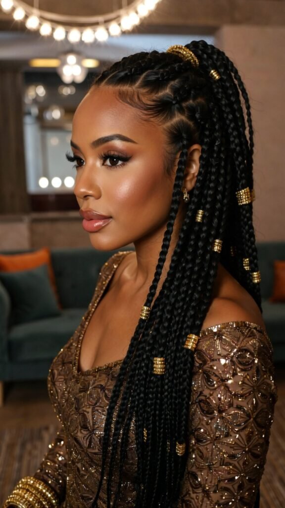 Knotless Braids with Beads – Stylish and Effortless