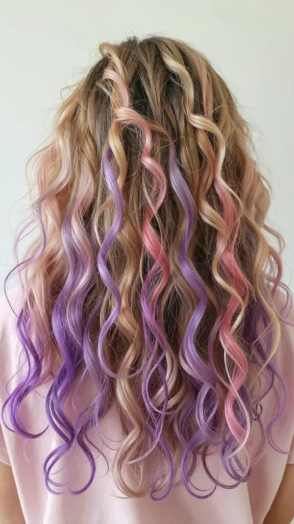 Pastel Highlights for Curly Hair